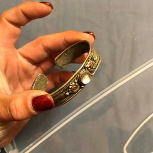 Tibetan Cuff Bracelet Quartz and Coral